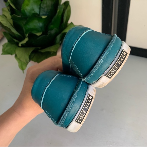 ❤️COLE HAAN❤️Turquoise Suede & Leather Loafers❤️Moccasin flats w/rubber soles - Picture 6 of 6